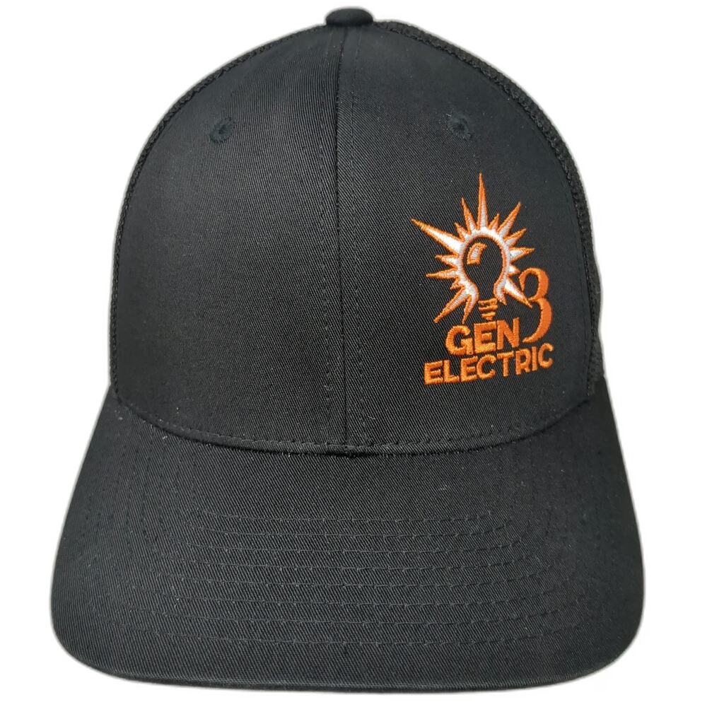 Port Authority Baseball Cap Black M Gen Electric Mesh Back Flexfit Logo Work Hat